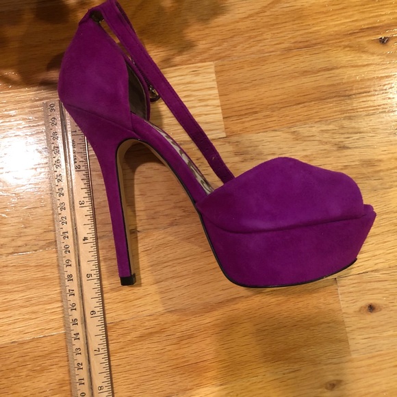 Sam Edelman Purple Marina Suede Peep Toe Heels - Picture 4 of 4